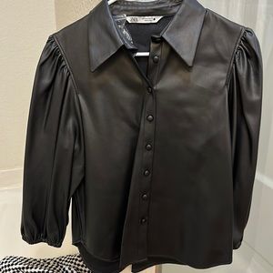 Womens zara leather top